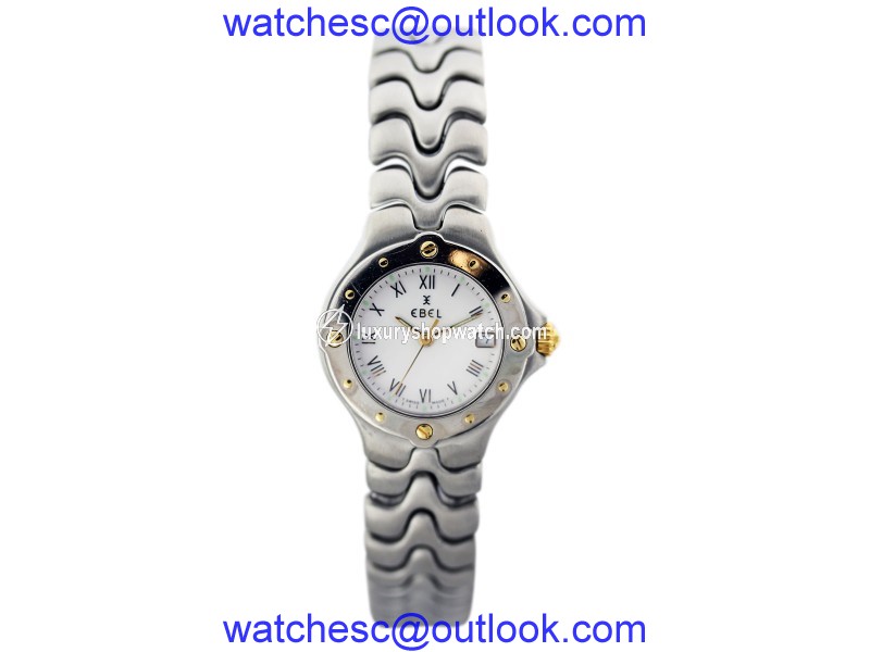 Ebel Sportwave Two Tone Stainless Steel and 18K Yellow Gold 27.5mm Womens Wristwatch Ebel