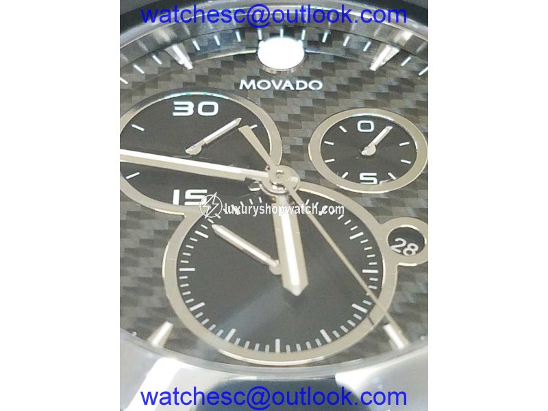 Movado Vizio 0606083 Carbon Fiber Stainless Steel 45mm Mens Watch Movado