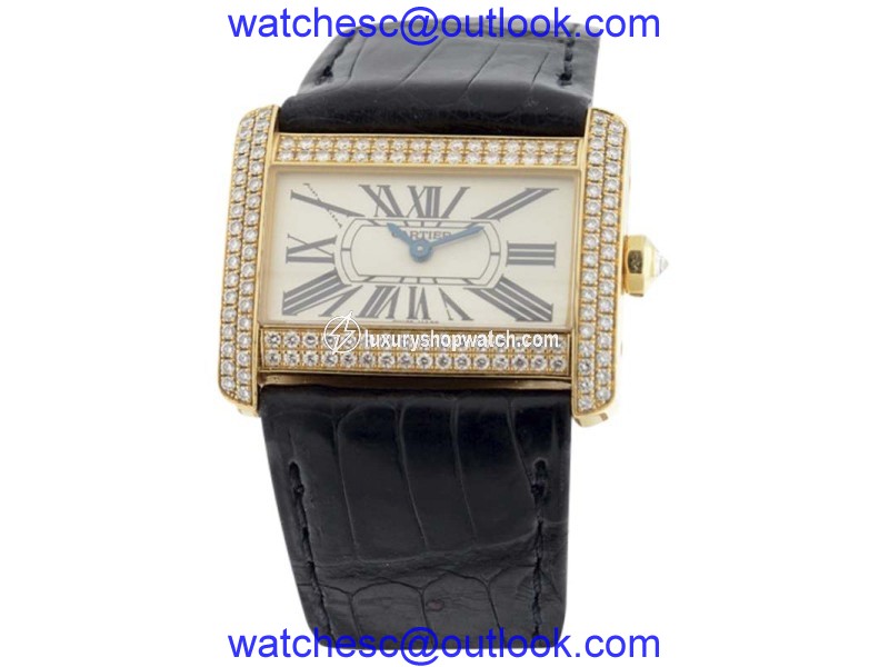 Cartier Divan WA301071 18K Yellow Gold & Leather 32mm x 25mm Watch Cartier