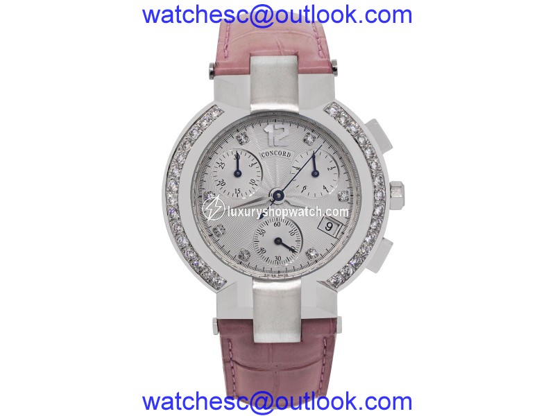 Concord La Scala 0310407 Stainless Steel Chronograph Diamond Bezel 38mm Womens Watch Concord
