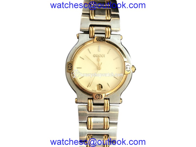 Gucci 9000M Stainless Steel & Gold Plated Cream Dial 32mm Mens Watch Gucci