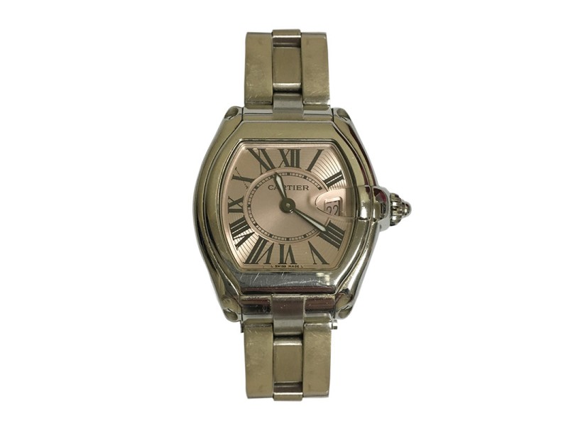 Cartier Roadster 2675 Stainless Steel & Pink Dial 30mm Womens Watch Cartier