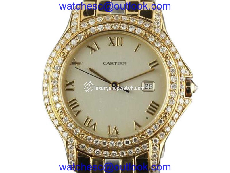 Cartier Panthere Cougar Yellow Gold Steel Diamond 32mm Watch Cartier