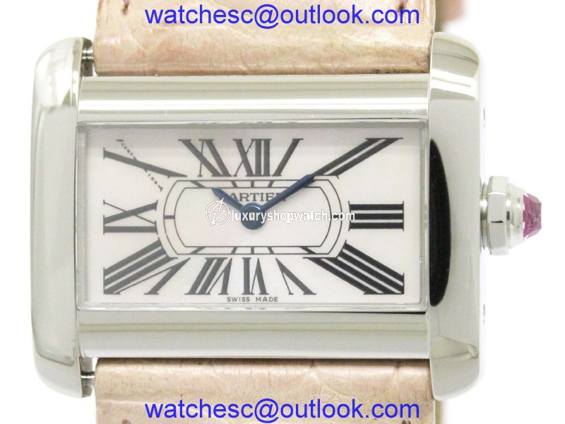Cartier Mini Tank Divan W6301455 Stainless Steel / Leather Quartz 32mm Womens Watch Cartier
