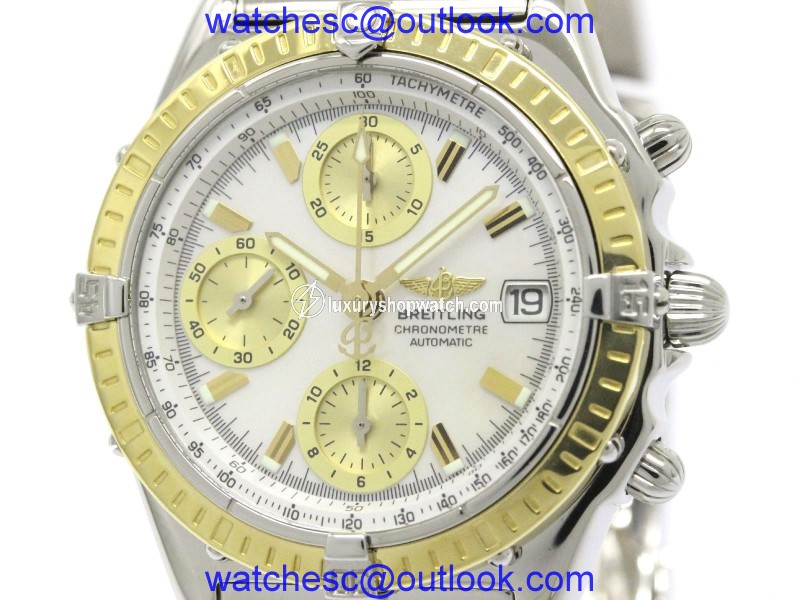 Breitling Chronomat D13352 18K Yellow Gold/Stainless Steel Mother Of Pearl Dial Automatic 40mm Mens Watch Breitling