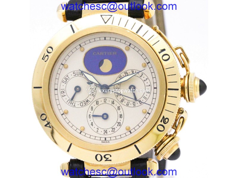 Cartier Pasha 18K Yellow Gold Quartz 38mm Mens Watch Cartier