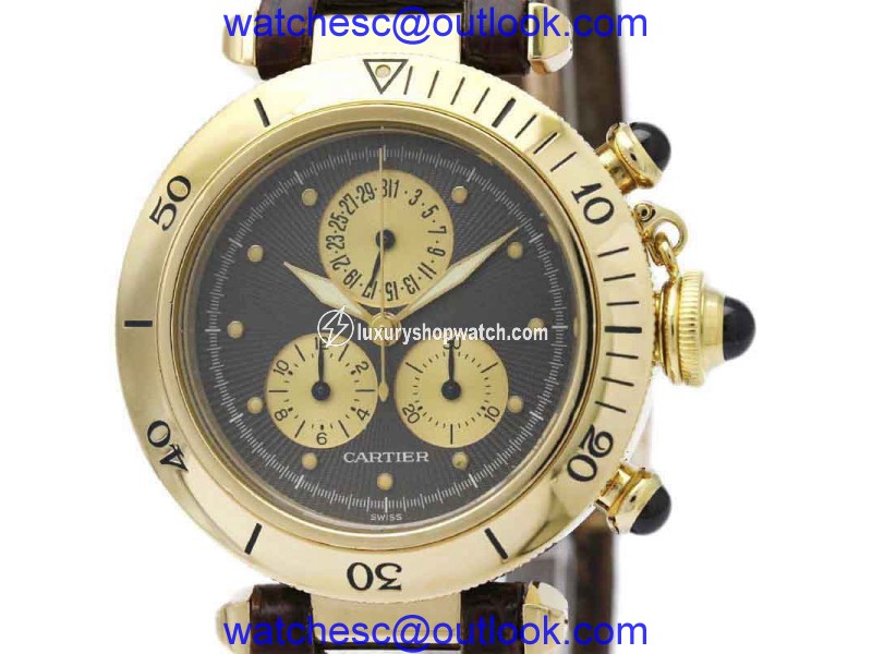 Cartier Pasha 18K Yellow Gold / Leather Quartz 35mm Unisex Watch Cartier
