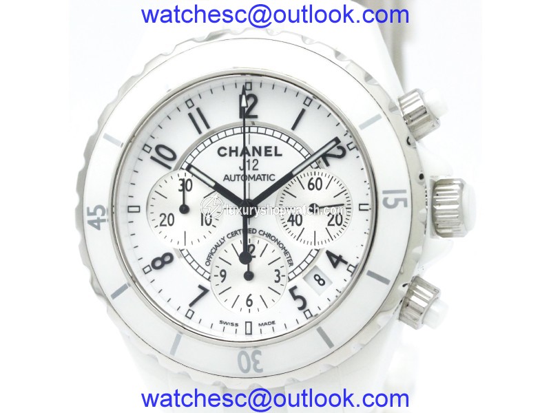 Chanel J12 H1007 Ceramic White Dial Automatic 41mm Mens Watch Chanel
