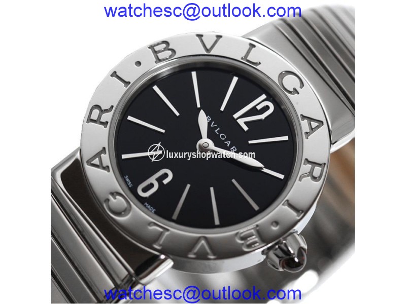 Bulgari TuboGas Bbl 262ts Stainless Steel Quartz Black 26mm Bangle Womens Wrist Watch Bulgari
