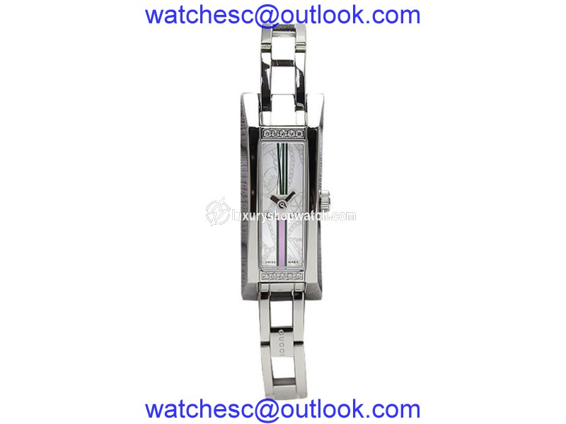 Gucci G Link YA110506 Stainless Steel Quartz Diamond White 14mm Womens Watch Gucci