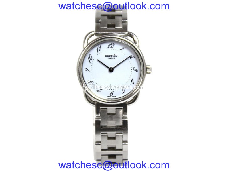 Hermes Arceau AR 3.210 Stainless Steel Quartz White Womens 25mm Watch Hermes