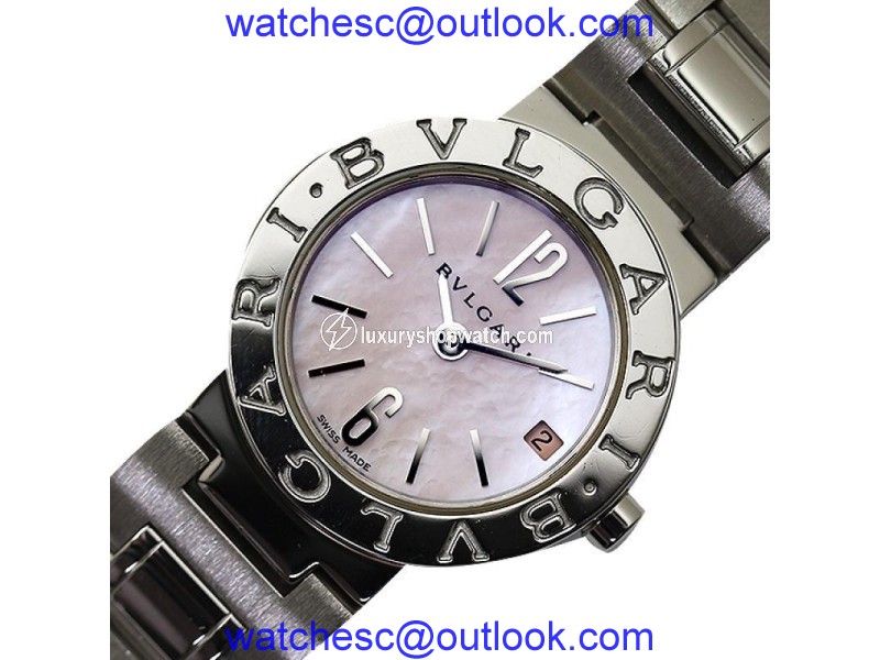 Bulgari BB23SS Stainless Steel Quartz Pink Shell Womens 23mm Watch Bulgari