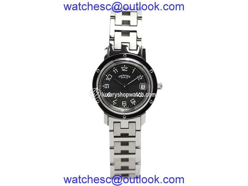 Hermes Clipper Cl 4.210 Stainless Steel Quartz Gray Womens 24mm Watch Hermes