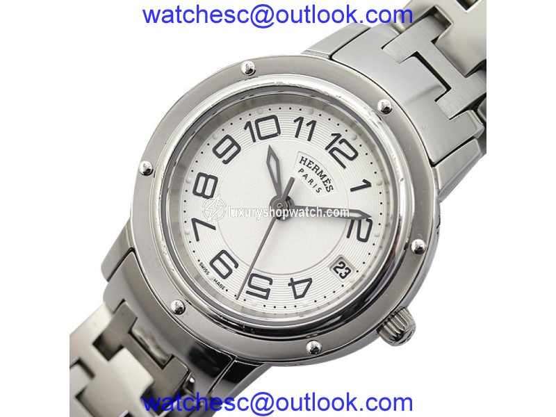 Hermes Clipper CP1.210 Stainless Steel Quartz White Womens 24mm Watch Hermes
