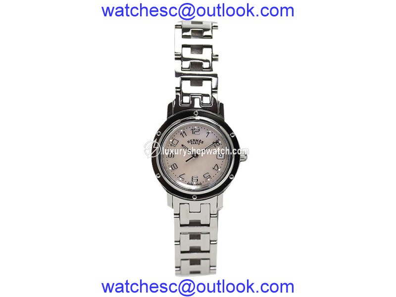 Hermes Clipper Nacre Cl 4.210 Stainless Steel Quartz Shell Womens 24mm Watch Hermes