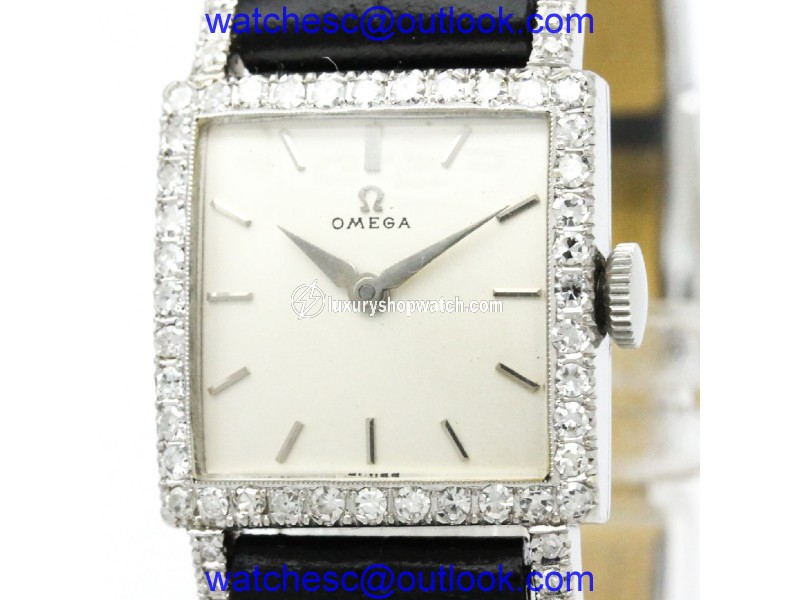 Omega Stainless Steel & Leather With Diamond Manual 20mm Womens Watch Omega