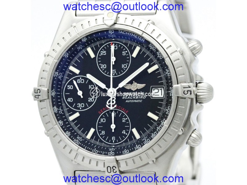 Breitling Chronomat A13050.1 Stainless Steel Black Dial Automatic 40mm Mens Watch Breitling