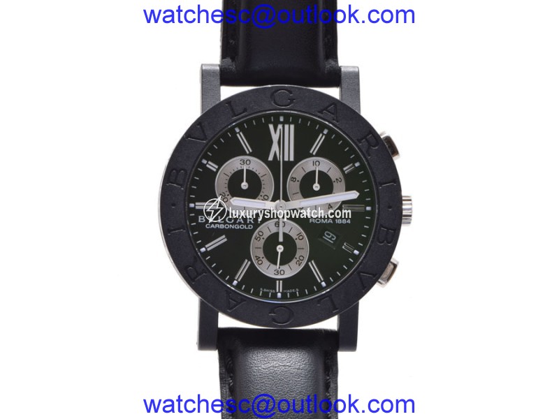 Bulgari Bb 38 Carbon & Leather 38mm Mens Watch Bulgari