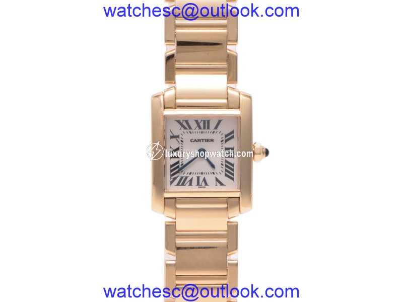 Cartier Tank Francaise Yellow Gold with Ivory Dial Quartz Womens 20x25mm Watch Cartier