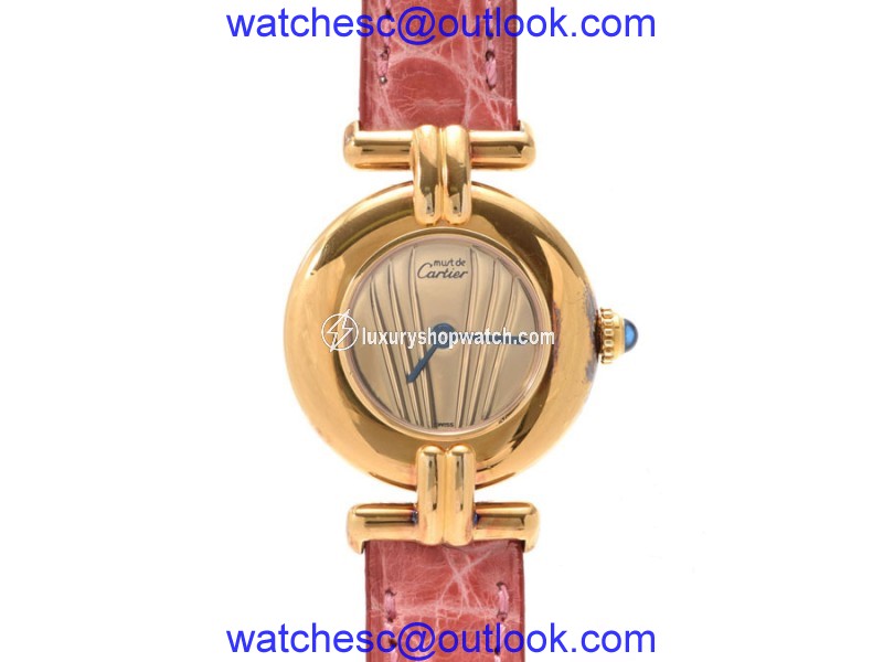 Cartier Masturbamele Gold Plated and Leather Quartz 23mm Womens Watch Cartier