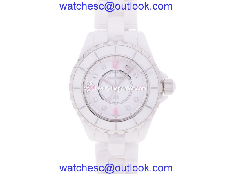 Chanel J12 H4863 Stainless Steel/Ceramic with White 8P Diamond Dial 33mm Quartz Womens Watch Chanel