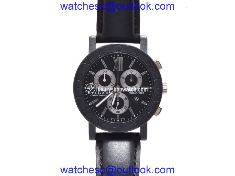 Bulgari Carbon & Leather 38mm Mens Watch Bulgari