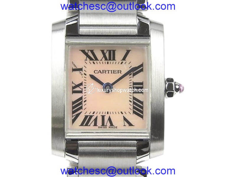 Cartier Tank Francaise 2384 Stainless Steel with Pink Shell Dial Quartz 20mm Womens Watch Cartier