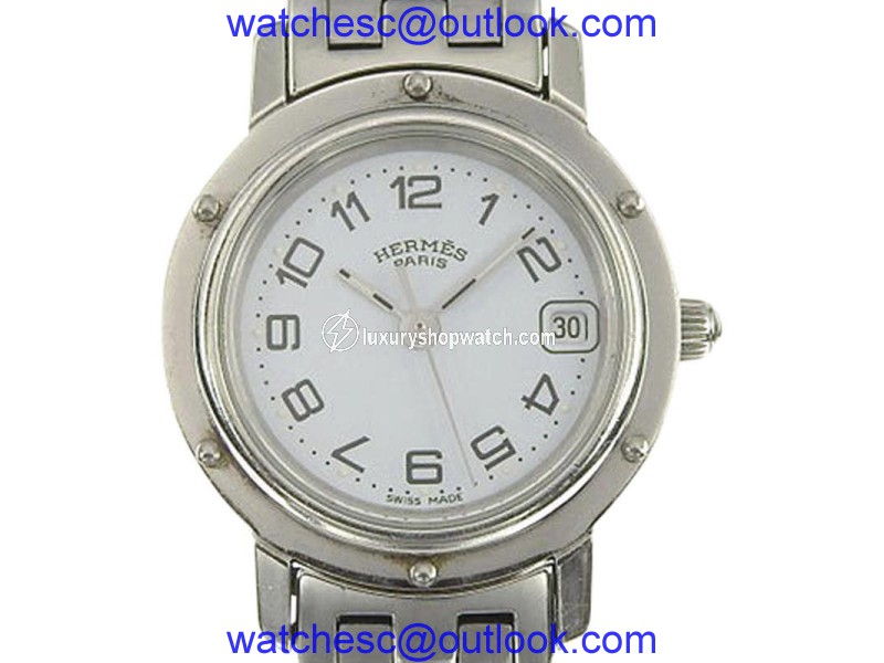Hermes Clipper CL4.210 Stainless Steel Quartz White Dial 23mm Womens Watch Hermes