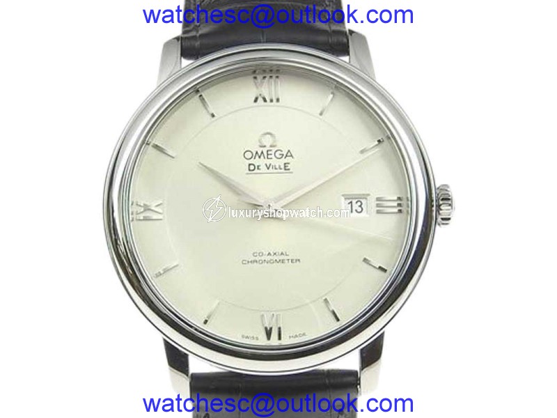 Omega Devil 424.13.40.20.02.001 Stainless Steel & Leather Silver Dial Automatic 38mm Mens Watch Omega