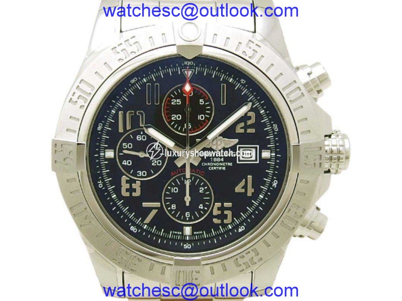 Breitling Super Avenger II A13371 Stainless Steel Black Dial Automatic 48mm Mens Watch Breitling