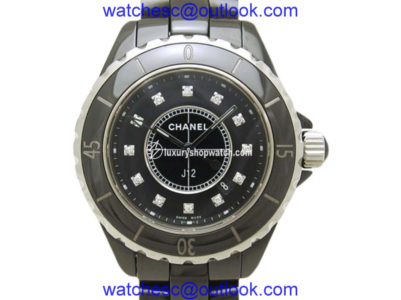 Chanel J12 H1625 Ceramic Black Diamond Dial Quartz 33mm Womens Watch Chanel