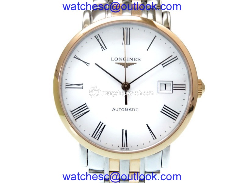 Longines L4.810.5 Stainless Steel & 18K Rose Gold White Dial Automatic 36mm Mens Watch Longines