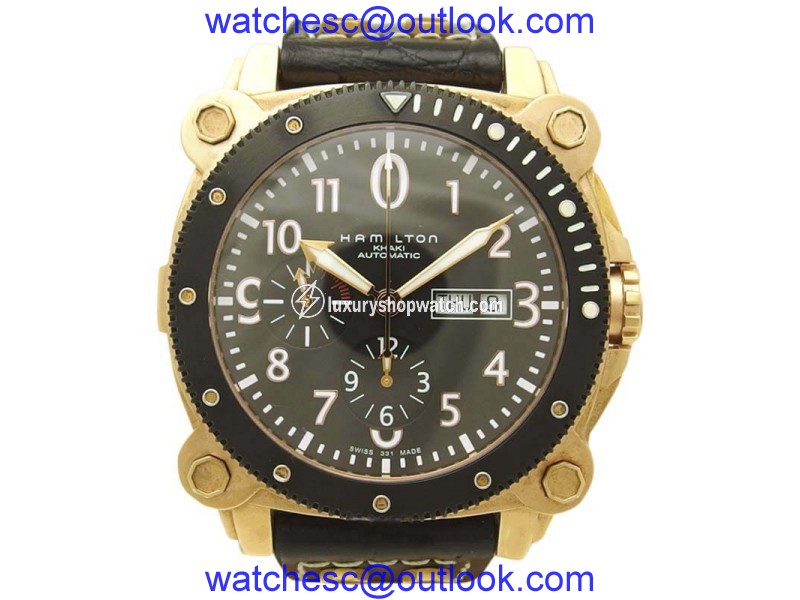 Hamilton Khaki H786460 Rose Gold Plated & Leather Automatic 50mm Mens Watch Hamilton