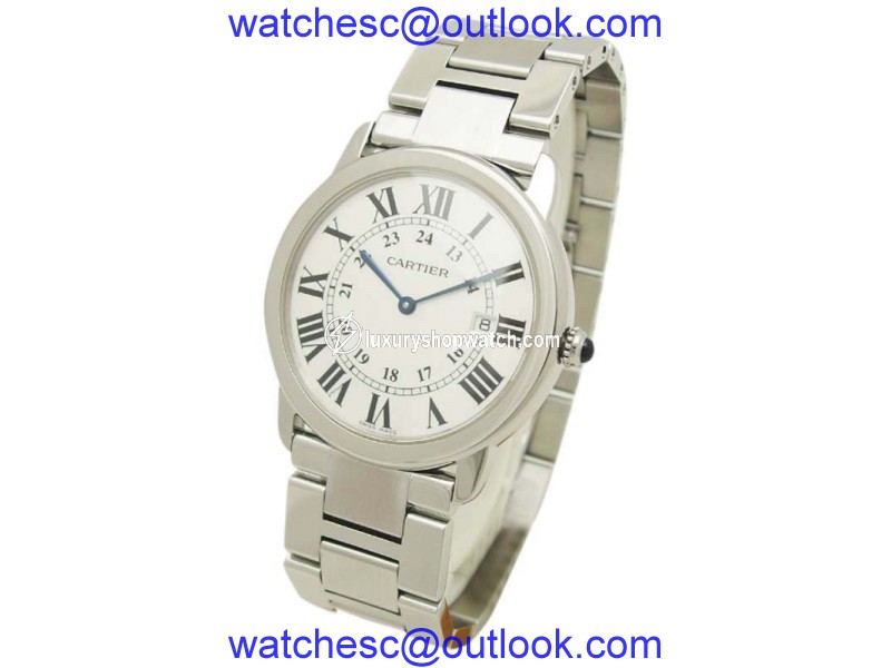 Cartier Rondo Solo W6701005 Stainless Steel Silver Dial Quartz 36mm Mens Watch Cartier