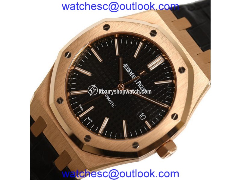 Audemars Piguet Royal Oak 15400OR.OO.D002CP.01 Rose Gold & Leather Automatic 41mm Mens Watch Audemars Piguet