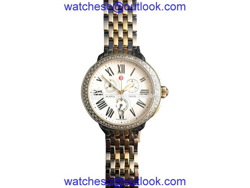 Michele Serein 18K Yellow Gold & Stainless Steel Diamond 40mm x 38mm Watch Michele