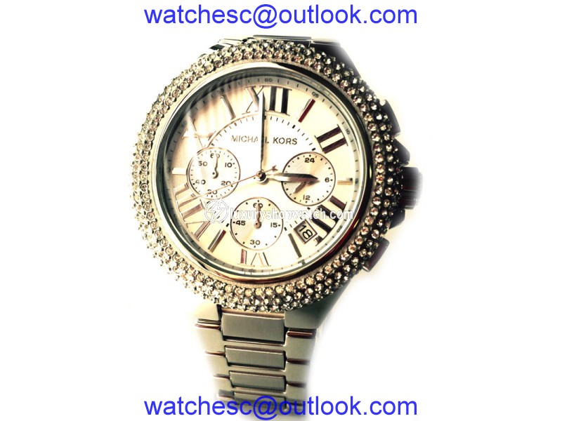 Michael Kors MK5634 43mm Camille Silver Crystal Chronograph Watch Michael Kors