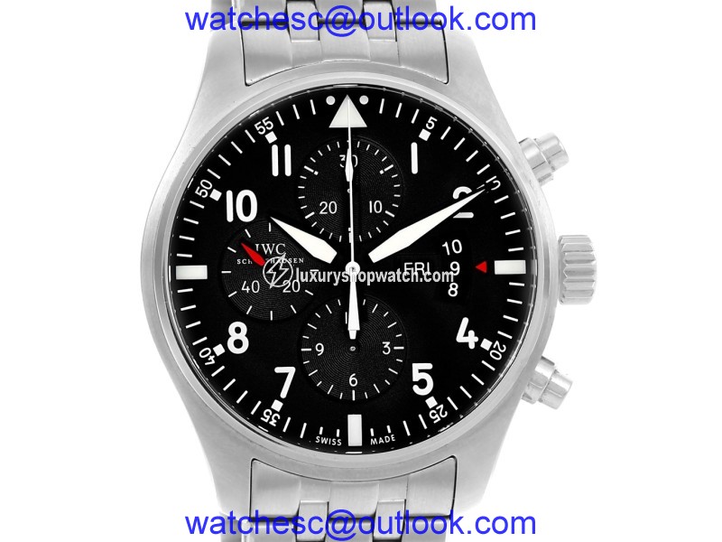 IWC Pilot IW377704 Stainless Steel Black Dial Chronograph 43mm Mens Watch IWC