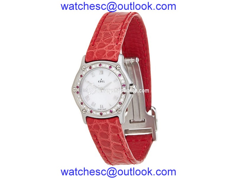 Ebel Sport Classic MOP Dial Red Leather Watch Ebel