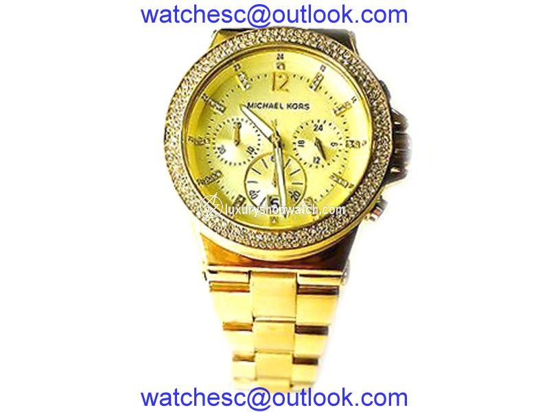 Michael Kors MK5386 44mm Chronograph Swarovski Glitz Gold Watch Michael Kors