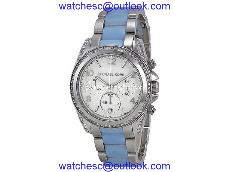 Michael Kors MK6137 39mm Blair Silver Chronograph Watch Michael Kors