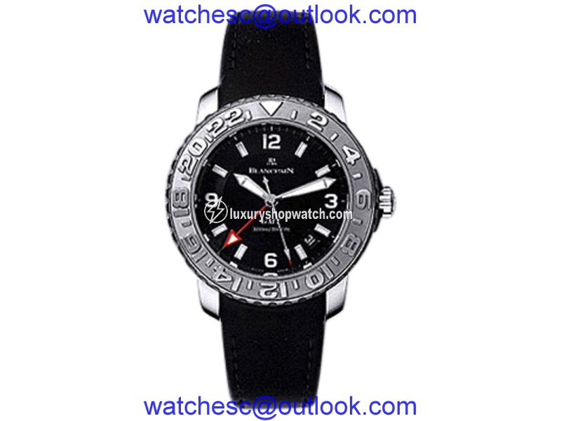 Blancpain GMT Trilogy Series Diver Stainless Steel & Leather 40mm Watch Blancpain