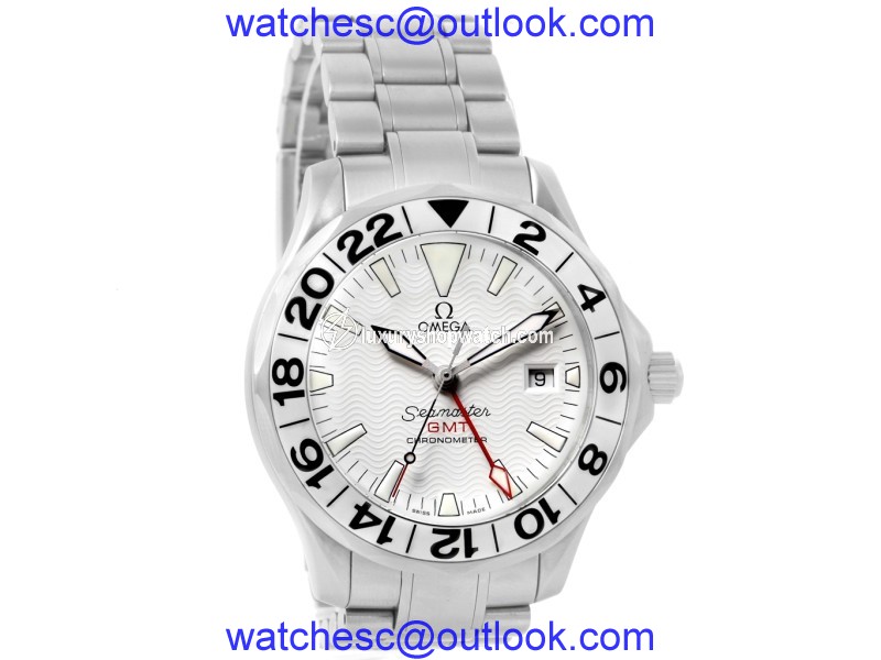 Omega Seamaster 2538.20.00 Stainless Steel White Wave Dial Automatic 41mm Mens Watch Omega