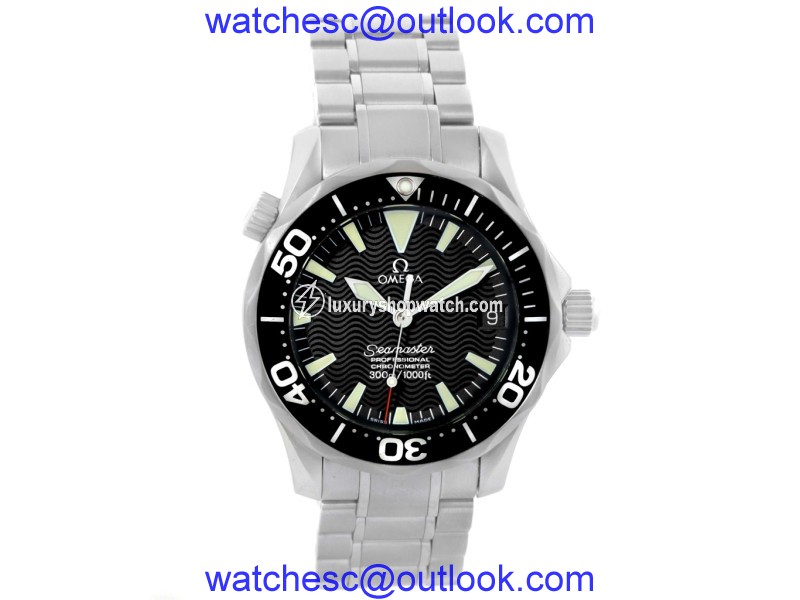 Omega Seamaster 2252.50.00 Stainless Steel Black Wave Dial Automatic 36.25mm Mens Watch Omega