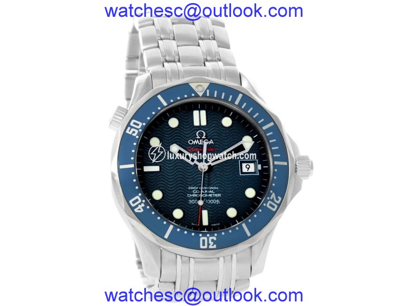 Omega Seamaster 2222.80.00 Stainless Steel & Blue Wave Dial 36.25mm Unisex Watch Omega