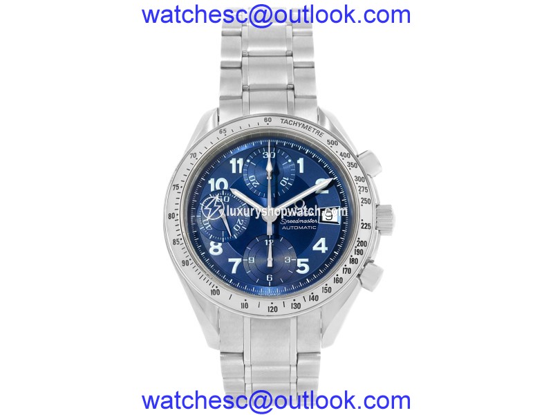 Omega Speedmaster Date 3513.82.00 Stainless Steel Blue Arabic Dial Automatic 39mm Mens Watch Omega