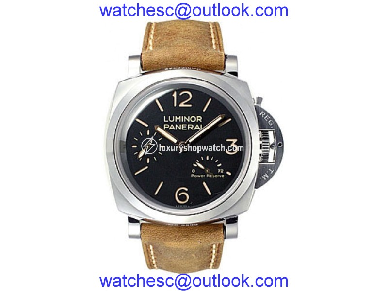 Panerai Luminor Stainless Steel / Leather with Black Dial 47mm Mens Watch Panerai