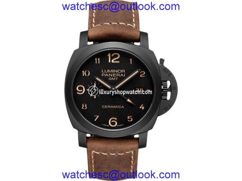 Panerai Luminor Titanium / Leather with Black Dial 44mm Mens Watch Panerai