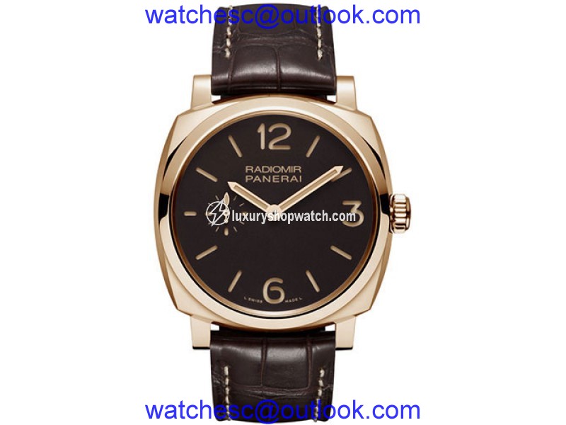 Panerai Radiomir 18K Rose Gold / Leather 42mm Mens Watch Panerai