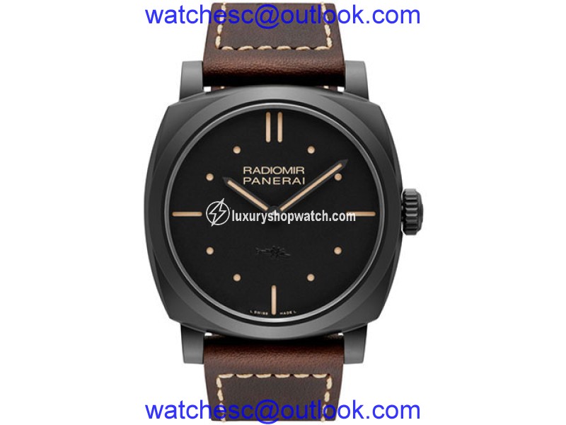 Panerai Radiomir Matt Black Ceramic / Leather 48mm Mens Watch Panerai